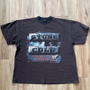 DTA Stone Cold WWF Vintage Black Graphic T-Shirt